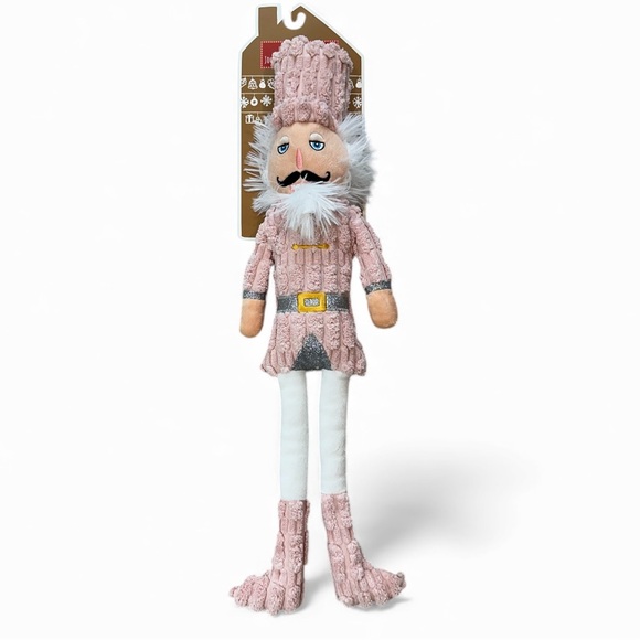 HUGE Pink Christmas Nutcracker Dog Toy NWT Squeaky Pet Puppy Holiday Gift - Picture 1 of 6